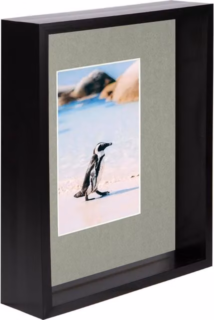 Nicola Spring Black and Grey 3D Deep Box Photo Frame with 4 x 6 inch Mount, W/H: 25.4 x 25.4 cm