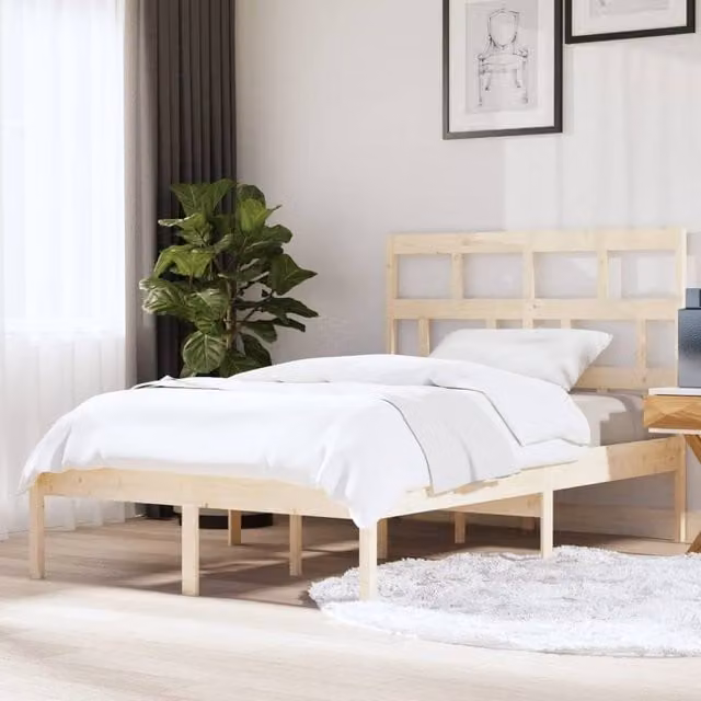 Berkfield Home Solid Wood Pine Bed Frame, Brown, W: 140 cm, L: 200 cm