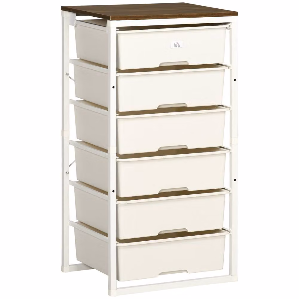 Wyld Haus Kedina Tall 6 Drawer Storage Chest in White with Walnut Effect Top – 2