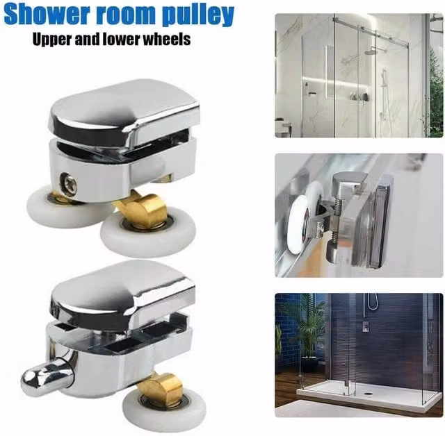 FLAVORA 4-Piece Twin Shower Screen Rollers, 23mm Top and Bottom, Silver, W: 520 cm, H: 10000 cm – 1