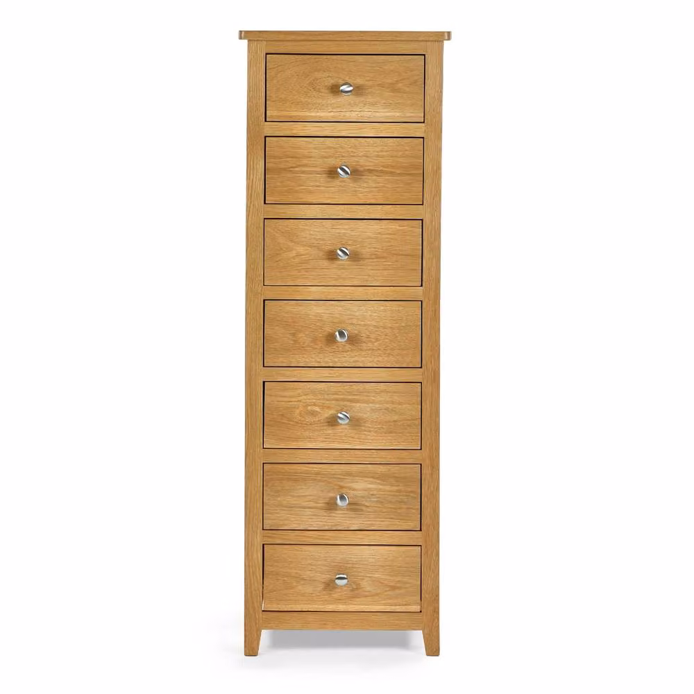 Cheshire Premium Brixton 7 Drawer Narrow Chest in Brown Oak – 2