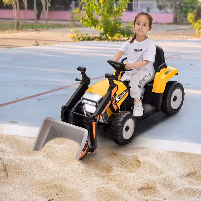 Costway Kids Electric Ride on Excavator Loader Digger, Yellow
