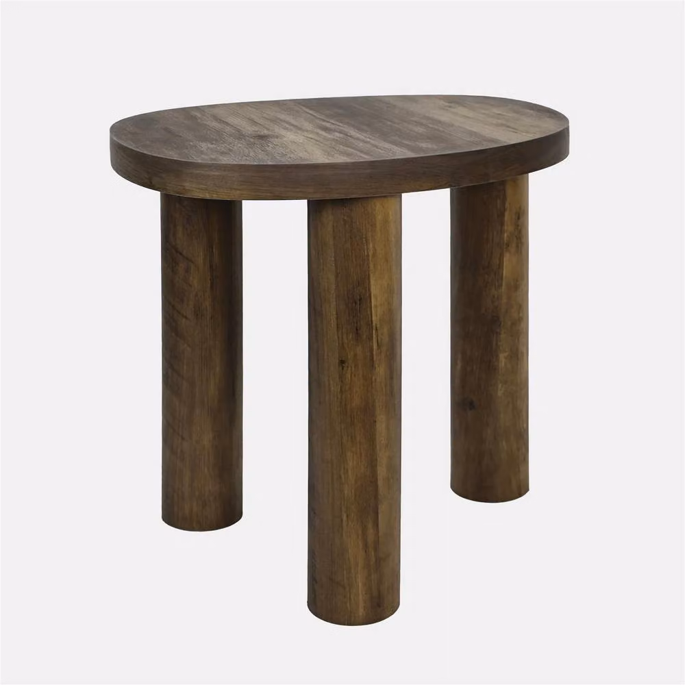 OHS Round Minimalist Side Table in Brown MDF Laminate – 2