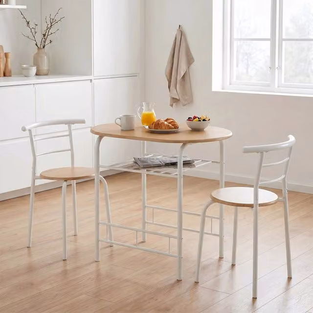 Seconique Derry Modern Oval Dining Set with Table and 5 Chairs in White and Oak – 1