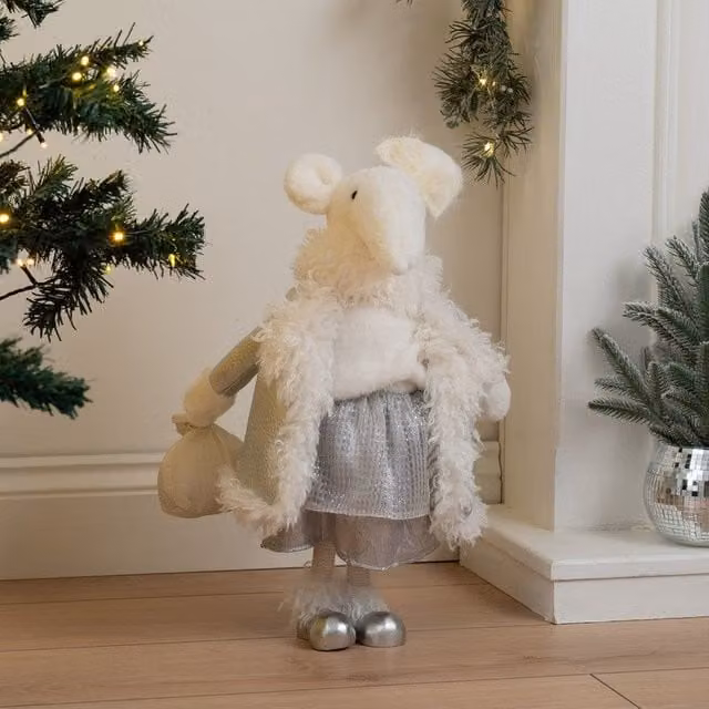 Scottish Everlastings Ltd Silver Plush Mouse Decoration, Height: 44 cm – 1