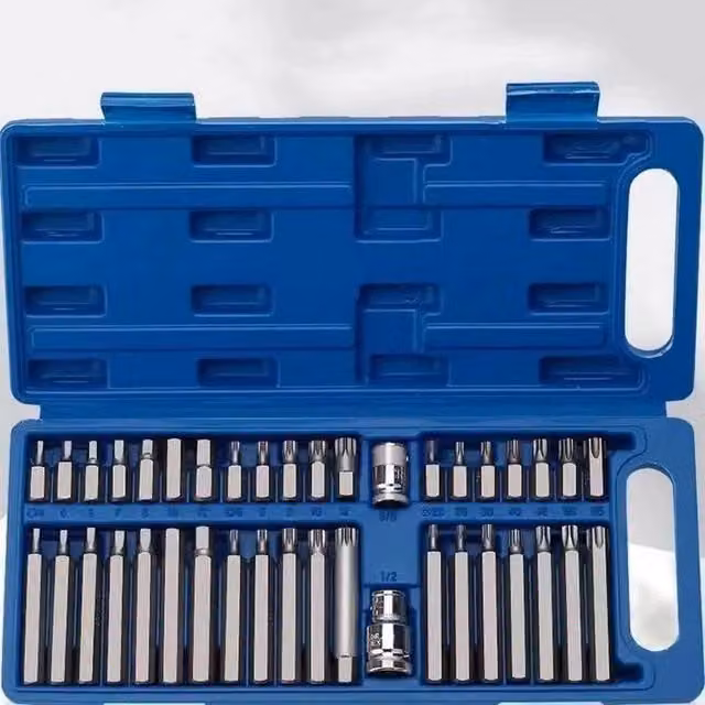 NESTLUNE 40-Piece Hex Torx Star Spline Screwdriver Bit Socket Set in Blue, 3/8" and 1/2" Drive – 1