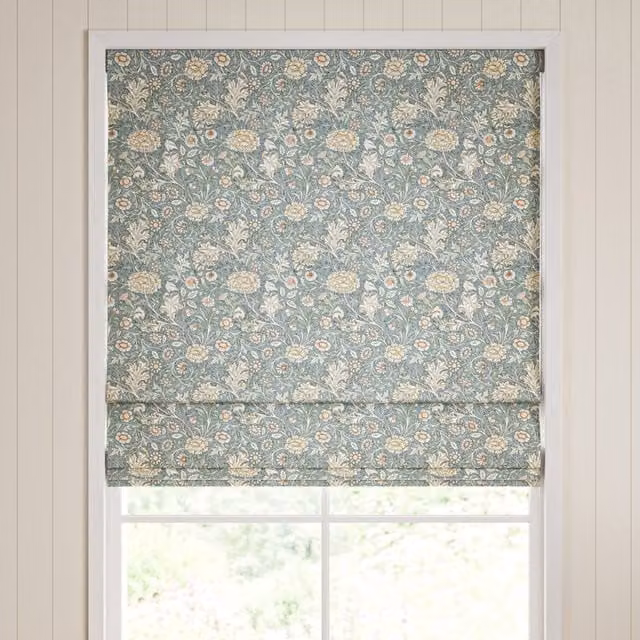 William Morris Bluebird Double Bough Made To Measure Blackout Roman Blind in Blue Floral Design