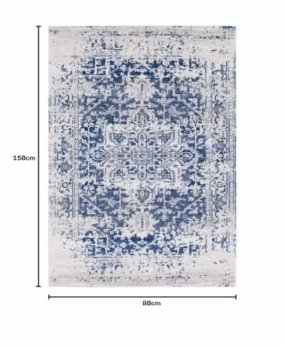 Livabliss Syracusa Vintage Boho Style Runner Rug in Blue, Beige and Grey, W/D/H: 80 x 150 cm – 2