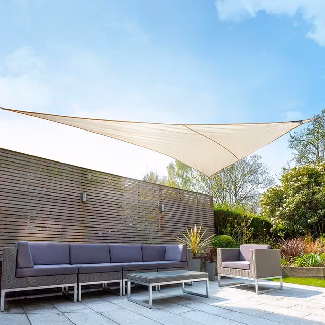 Kookaburra Waterproof Right Angle Triangle Sun Shade Sail with UPF 50 Protection, Ivory, W: 6 m, D: 4.2 m