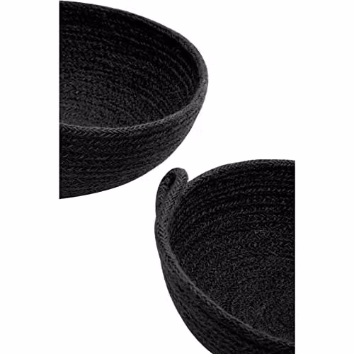 Premier Housewares Set of Two Round Jute Storage Baskets in Brown and Black, W/D/H: 24 x 24 x 9 cm – 3