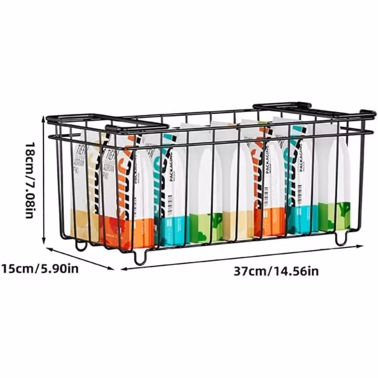 VOGREX 4-Piece Stackable Wire Chest Freezer Storage Baskets with Foldable Handles in Black and Multicolour