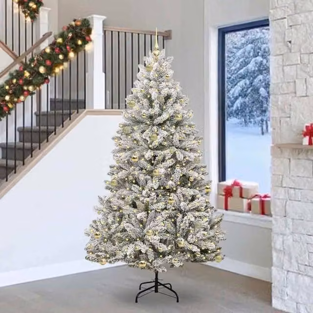 Berkfield Home Artificial Christmas Tree in Green and White, Height: 240 cm – 1