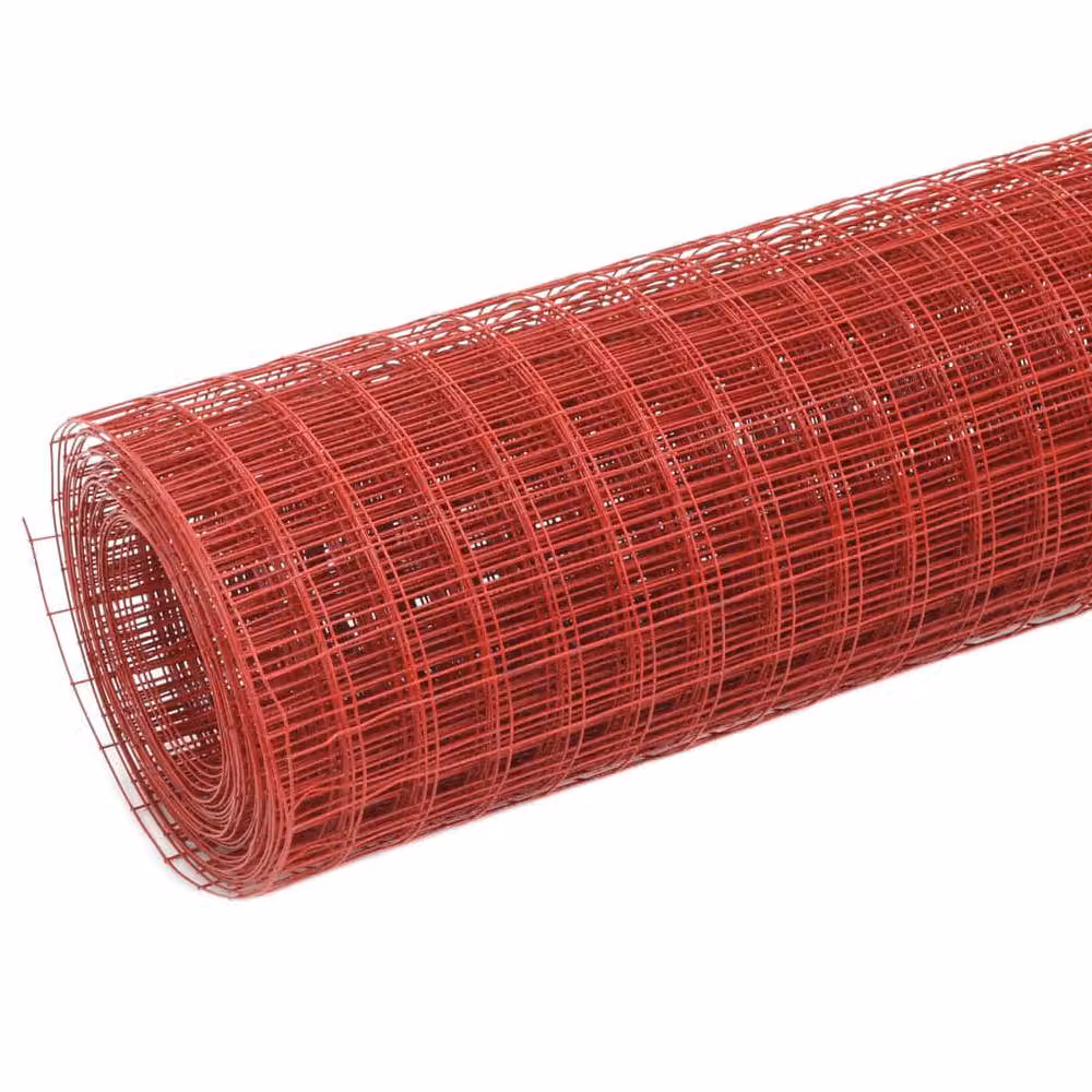Berkfield Home Sturdy Red PVC Coated Steel Chicken Wire Fence, 10 x 1.5 m – 3