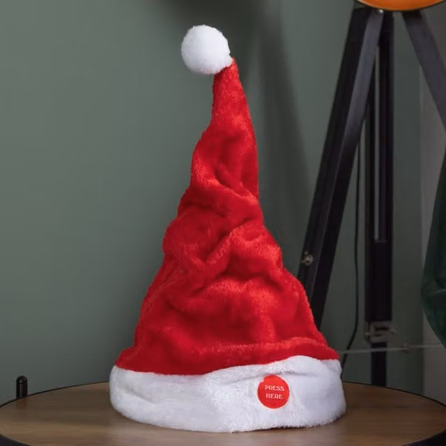 Samuel Alexander Red and White Animated Singing Christmas Santa Hat Figure, Height: 35 cm