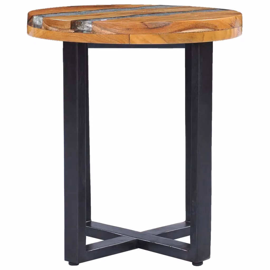 Berkfield Home Round Rustic Coffee Table in Teak and Mango Wood, W/D/H: 40 x 45 cm – 2
