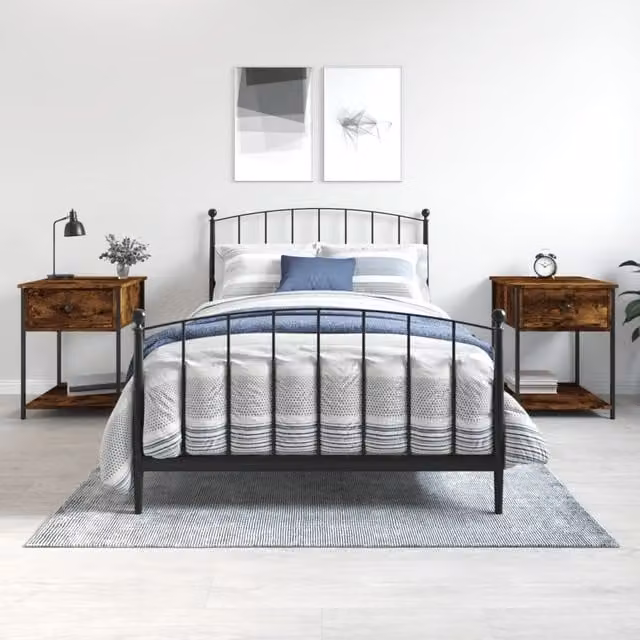 Berkfield Home Set of 2 Bedside Tables in Smoked Oak Brown, W/D/H: 44 x 45 x 58 cm – 1
