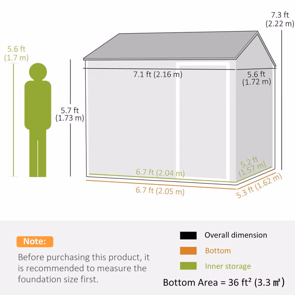 Rolipo Galvanised Steel Garden Shed with Single Door and Window, Dark Grey, W/D/H: 213.36 x 182.88 x 183.0 cm – 5