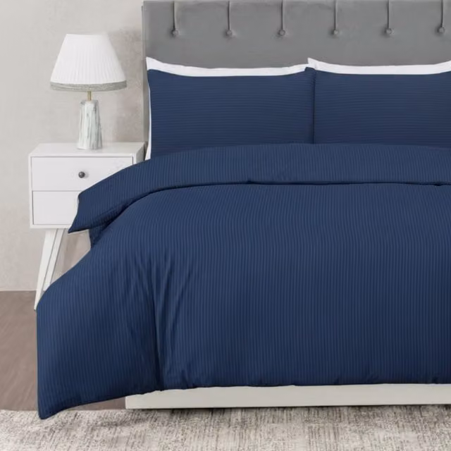 MHG Living Blue Striped Cotton and Polyester Duvet Cover and Pillowcase Set, W/D/H: 90 x 200 cm