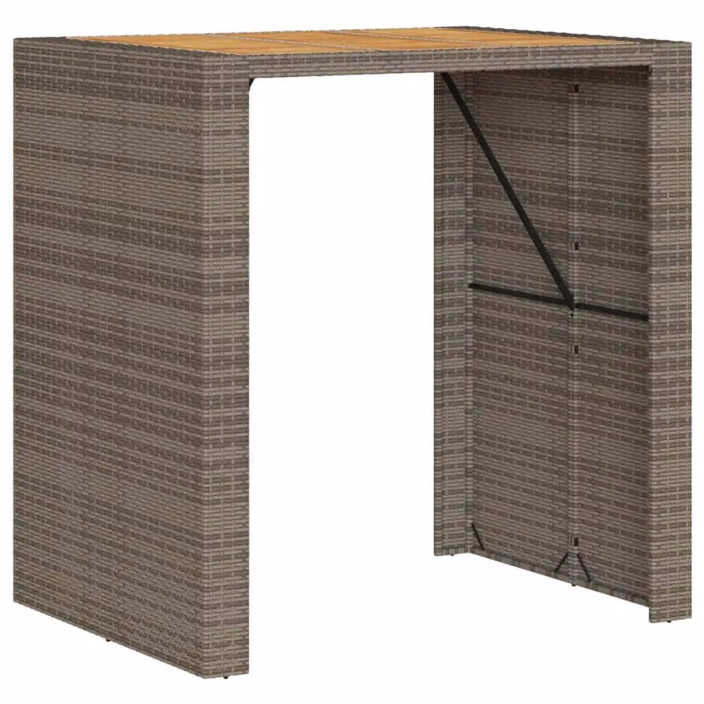 Berkfield Home Garden Bar Table with Acacia Wood Top and Grey Poly Rattan, W: 105 cm, D: 80 cm, H: 110 cm – 2