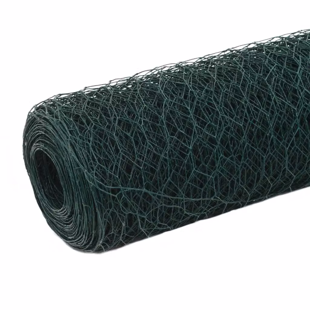Berkfield Home Green PVC Coated Steel Chicken Wire Fence, 25 x 1.2 m – 2