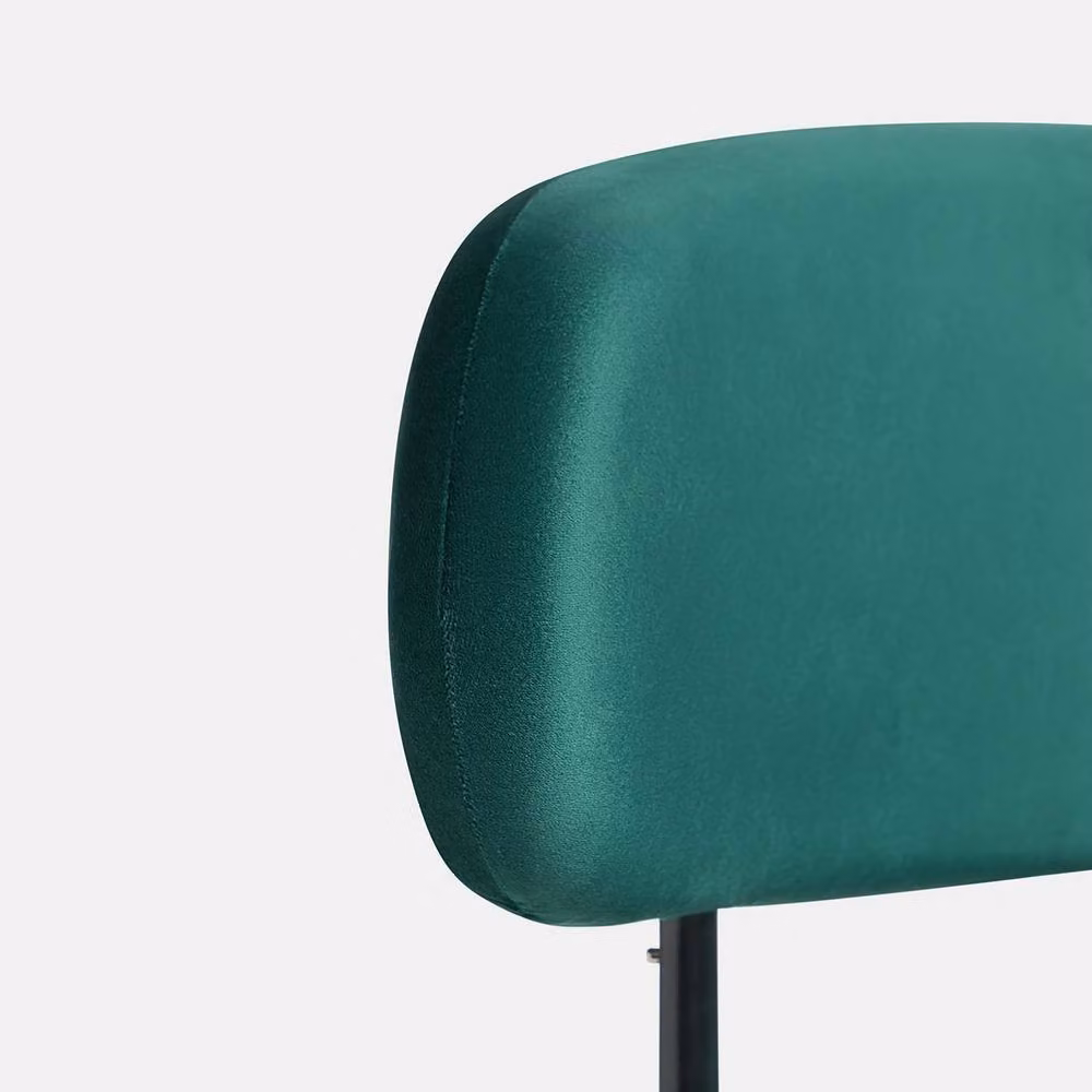 OHS Matte Velvet Accent Dining Chair with Padded Seat and Metal Legs in Dark Green – 6