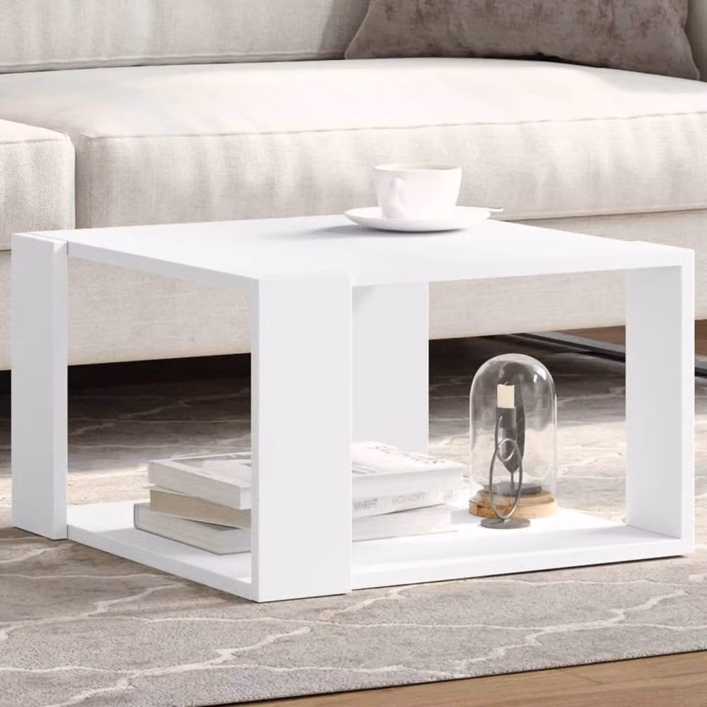 Berkfield Home Modern White Square Coffee Table in Engineered Wood, W/D/H: 51.5 x 51.5 x 30 cm – 1