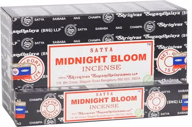 Satya Midnight Bloom Incense Sticks, 12 Pack, Black