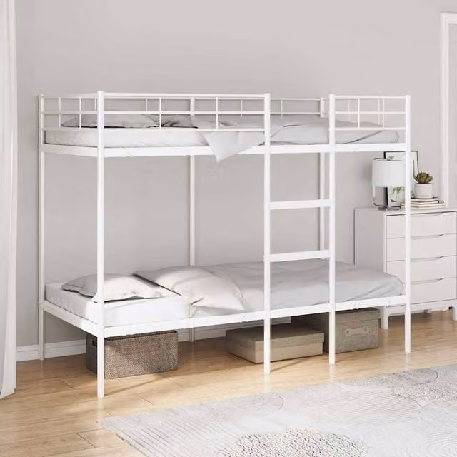 Berkfield Home Metal Bunk Bed in White, W/D/H: 90 x 200 cm – 1