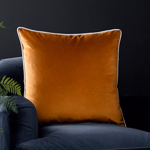 Paoletti Riva Home Meridian Orange Velvet Square Cushion, W/D/H: 55 x 55 x 55 cm – 4