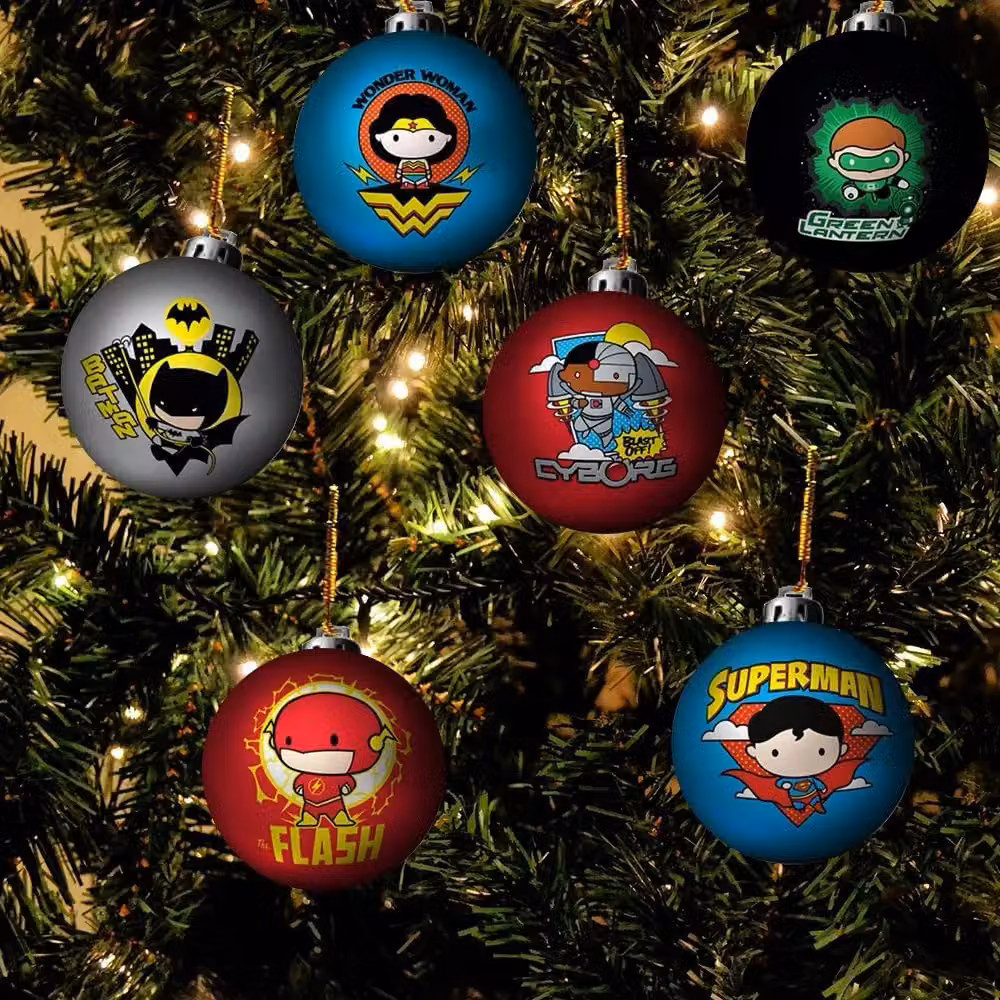DC Super Heroes Multicolour Metal Round Hanging Christmas Baubles, 6 Pack – 5