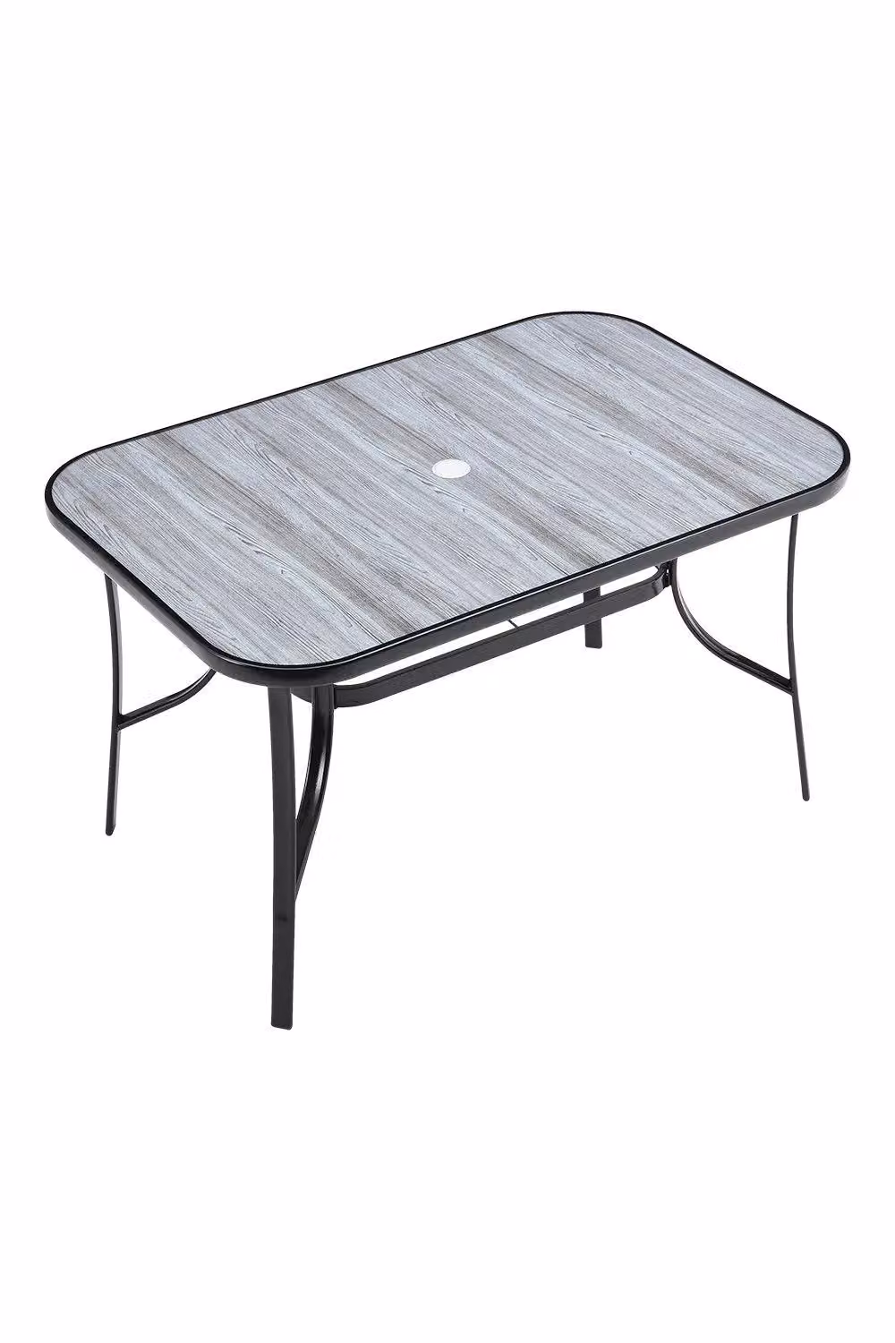 Garden Sanctuary Modern Grey Wood Grain Garden Dining Table with Tempered Glass Top – 2