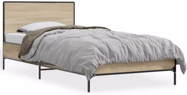 Berkfield Home Sonoma Oak Bed Frame in Beige, W/D/H: 90 x 200 cm – 1