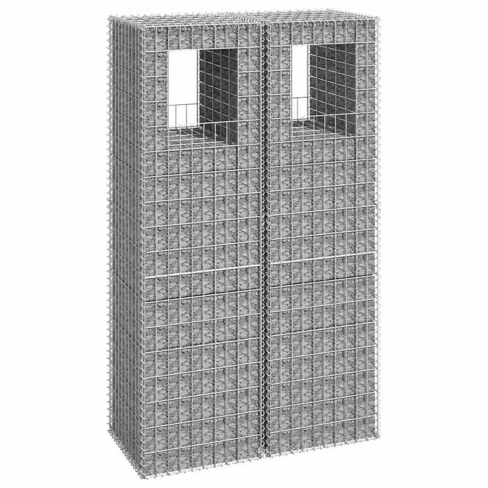 Berkfield Home Silver Iron Gabion Basket Posts, 2 Pieces, W/D/H: 50 x 50 x 180 cm – 2