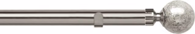 New Edge Blinds 28mm Fixed Length Metal Eyelet Curtain Pole Set with Empire Finial in Silver, Length: 310cm