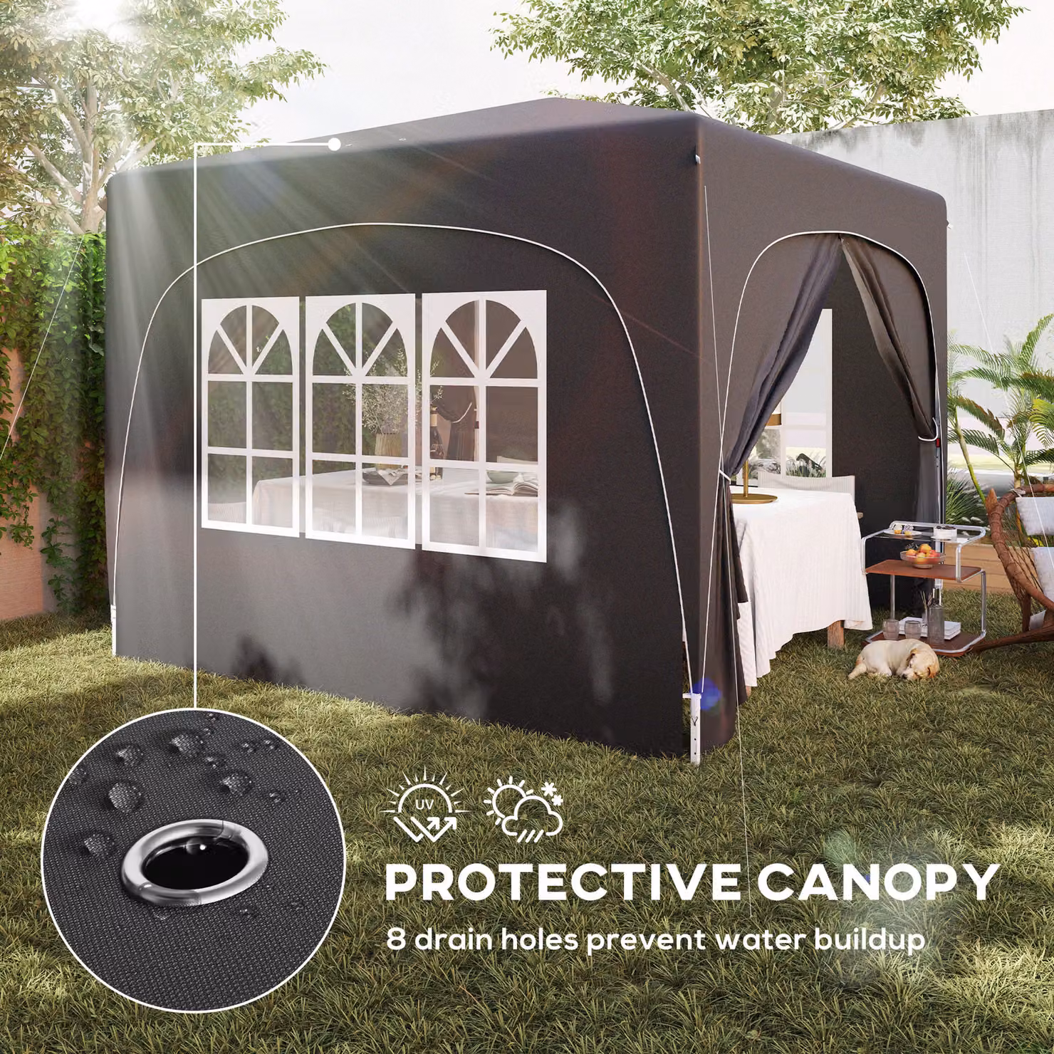 Outsunny Pop-Up Gazebo Shelter with Accessories, Black, W/D: 300 x 300 cm – 6