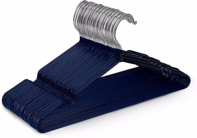Keplin 20 Pack Heavy Duty Non-Slip Rubber Coated Metal Clothes Hangers in Blue
