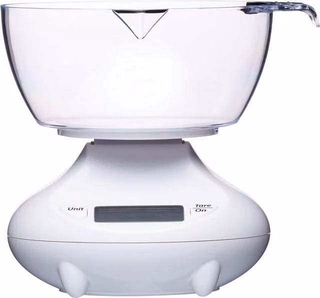 KitchenCraft Digital Add n Weigh Kitchen Scales, White, 1kg