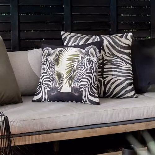 Paoletti Leopardis Zebra Woven Outdoor Polyester Filled Cushion, Multicolour, W/D/H: 50 x 50 x 50 cm – 4