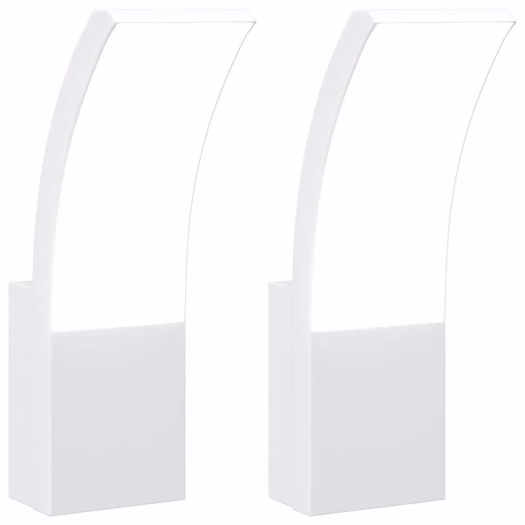 Berkfield Home Set of 2 White LED Outdoor Wall Lights in Die-cast Aluminium – 2