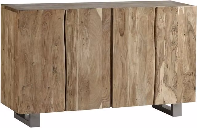 IH Design Modern Acacia Wood and Metal Live Edge Sideboard in Brown