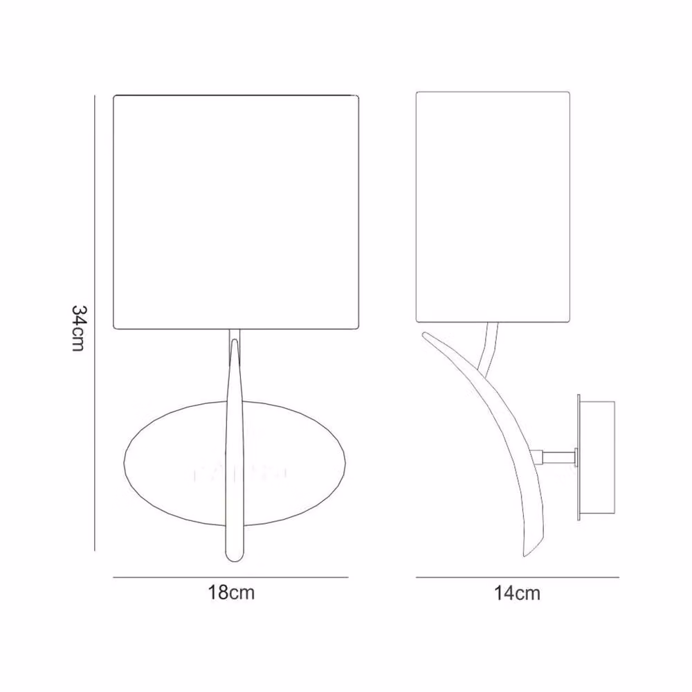 Netlighting Eve Switched Wall Lamp with White Oval Fabric Shade in Anthracite and Black, E27