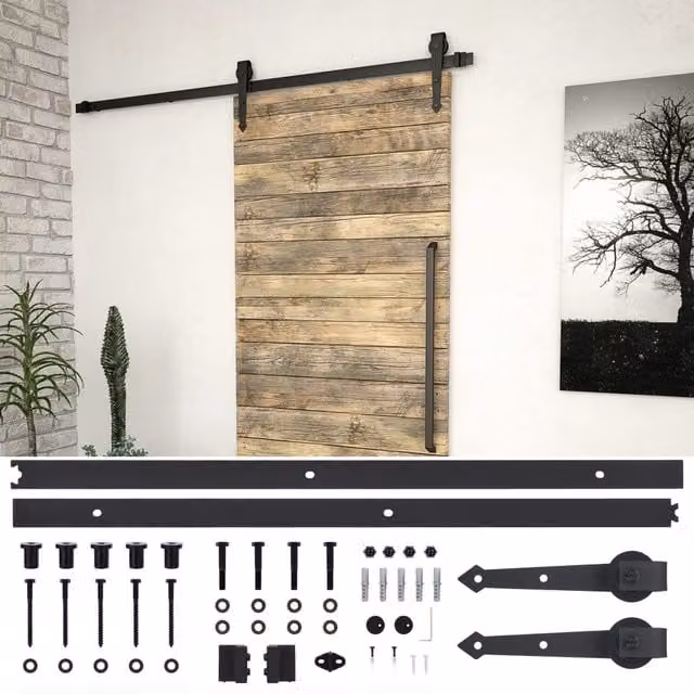Berkfield Home SKIEN Sliding Door Hardware Kit, Steel, Black, 200 cm – 1