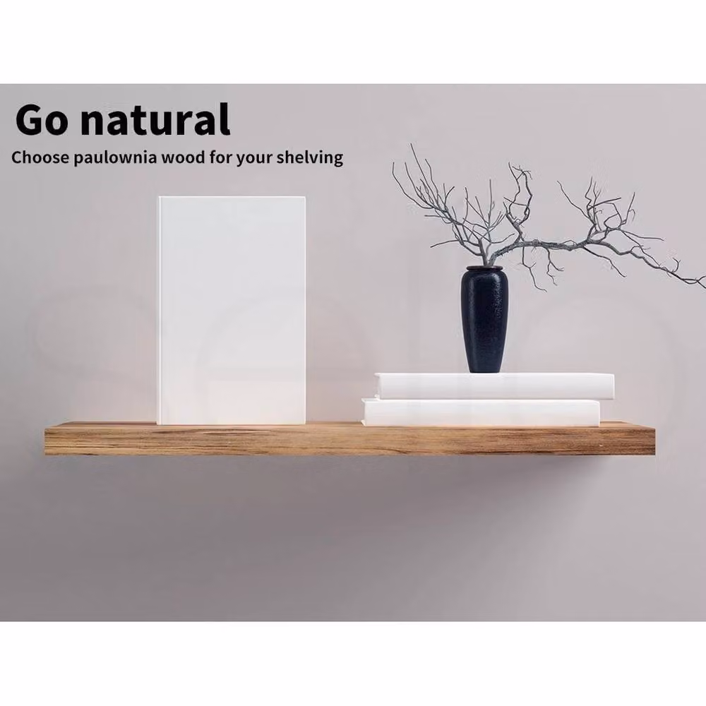 VOGREX 2-Piece Brown Wooden Floating Wall Shelves, W: 61 cm – 3