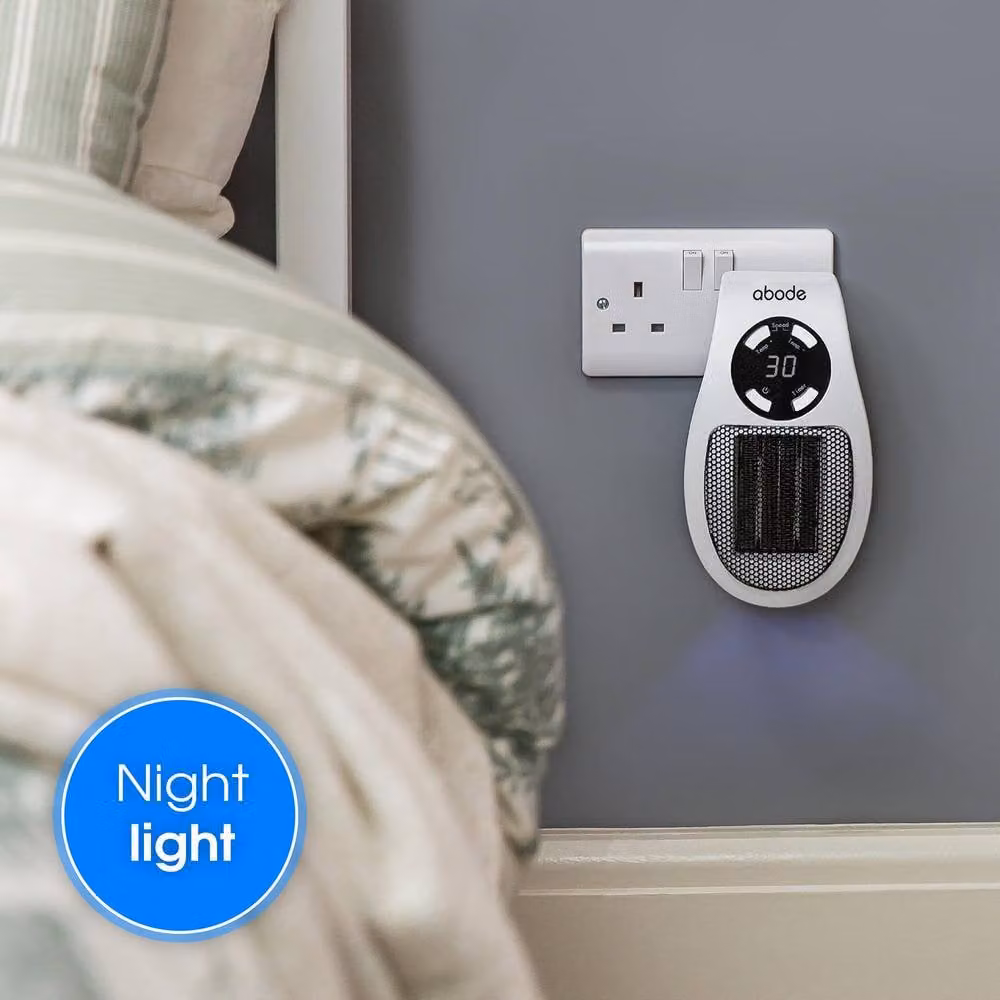 Abode 500W Portable Ceramic Plug-in Fan Heater in White – 3