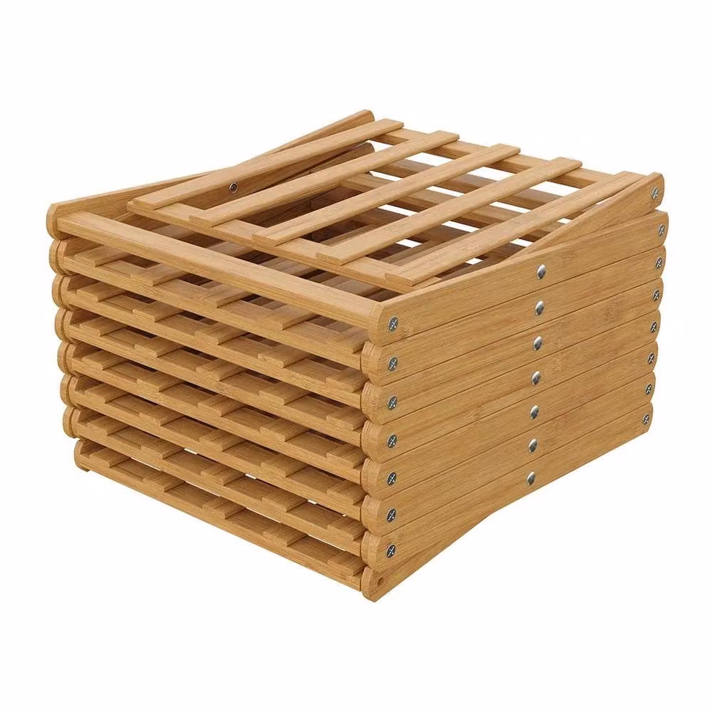 KORVIXA 8-Tier Bamboo Folding Shoe Rack in Brown – 2