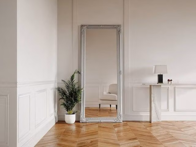 Vente-unique Eucalyptus Wood Moulded Wall Mirror in Silver, W: 80 cm, H: 190 cm – 1