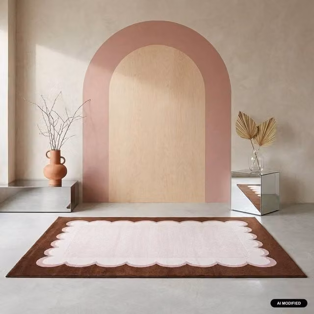 Sweekeek Pink and Brown Abstract Indoor Rug, W: 120 cm, D: 170 cm – 1