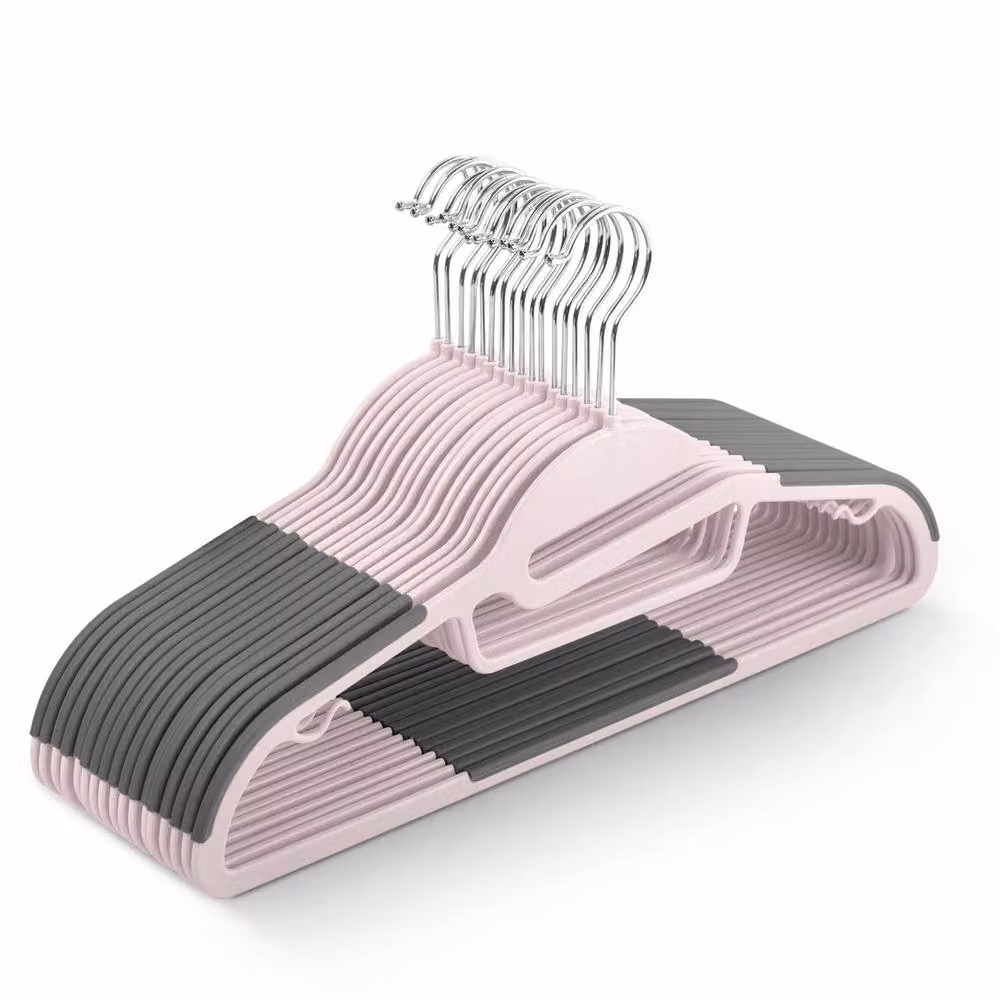Keplin Non-Slip Plastic Hangers with 360 Degree Swivel Hook, Pink, 50 Pack – 7