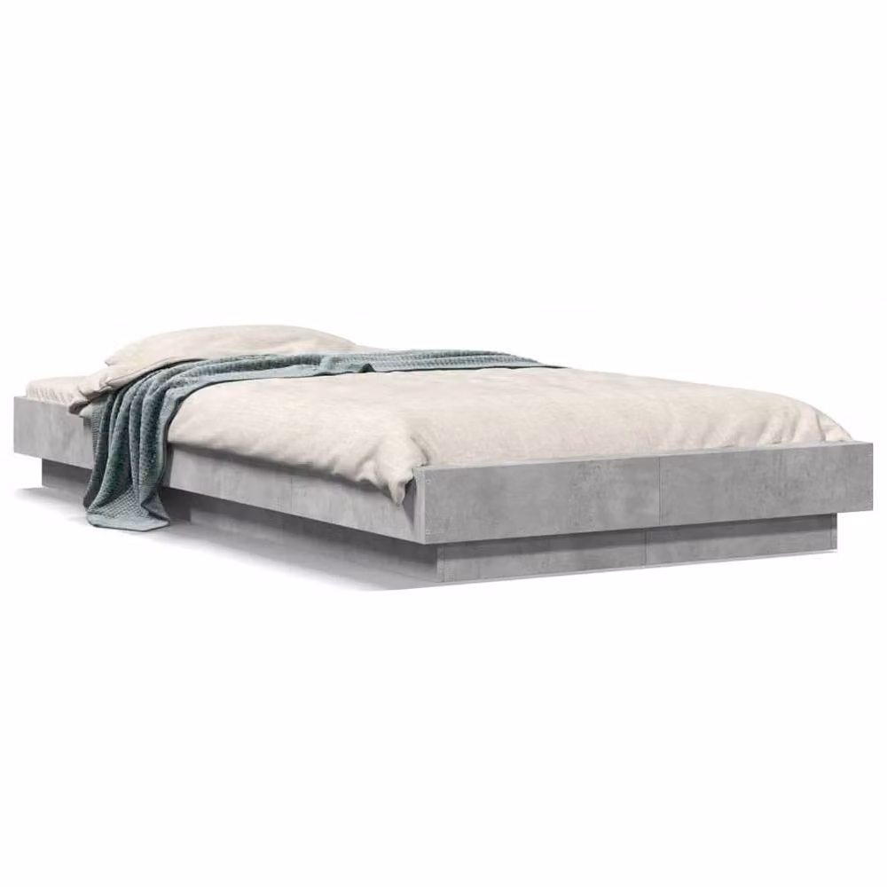 Berkfield Home Durable Bed Frame with Under-Bed LED Lighting in Concrete Grey, 100 x 200 cm – 2