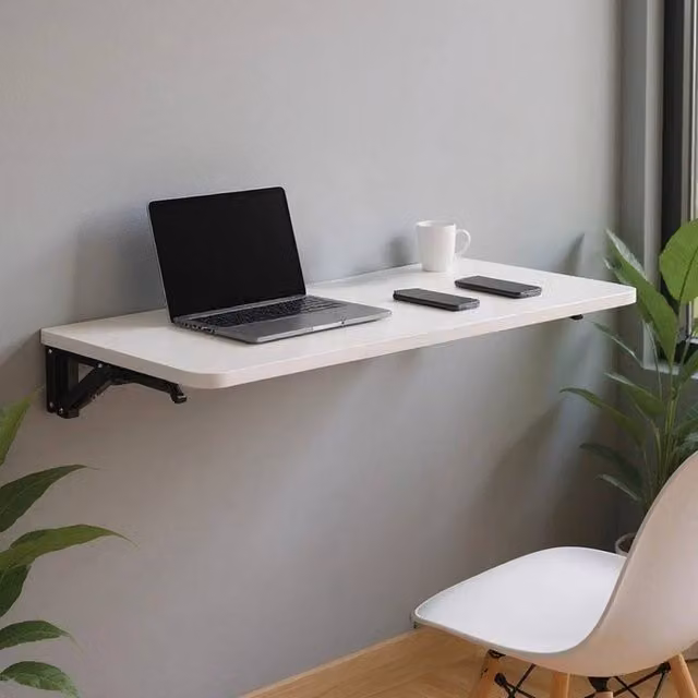 EONLION White Folding Wall Mounted Shelf Unit, W: 75 cm, D: 24 cm